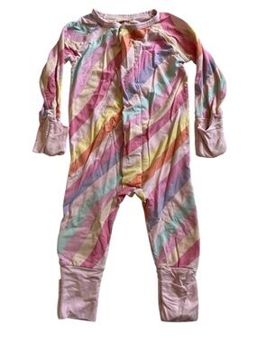 Magnetic Me Pastel Rainbow Stripe One-Piece Footie - Pink Multicolor
